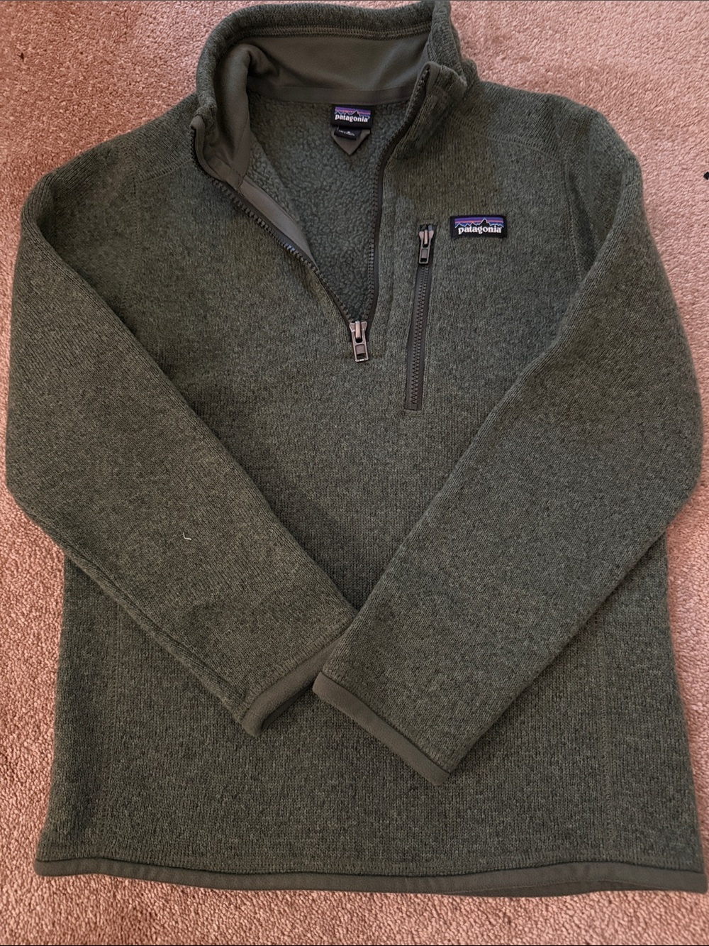 Patagonia Boys Olive Green Half-Zip Sweater
